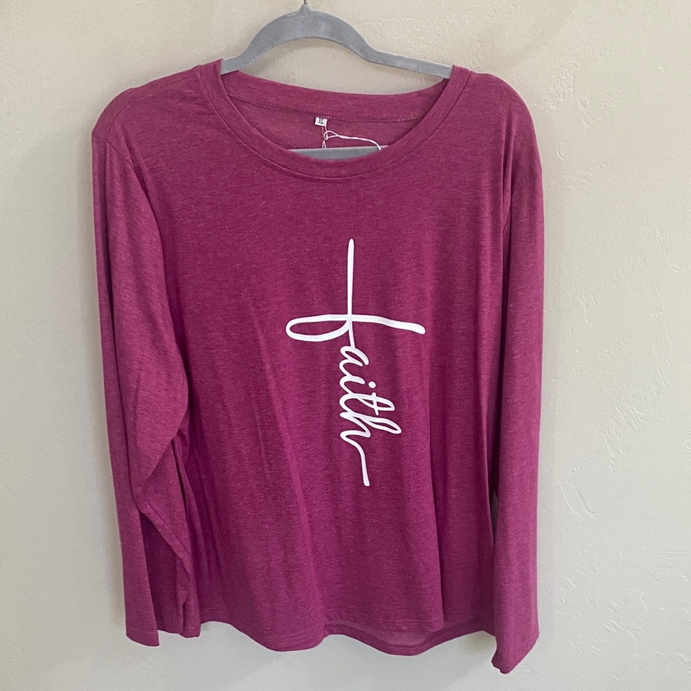 Women's Faith Long Sleeve Top - Pink